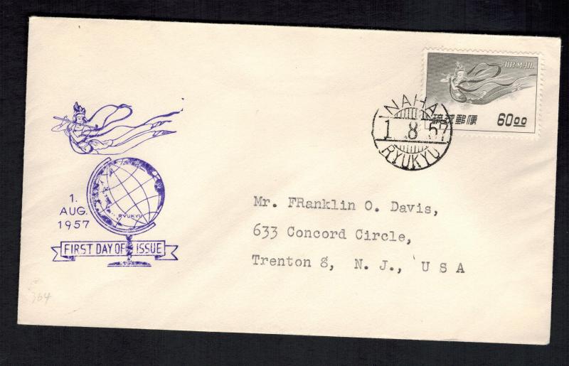 1957 Naha Ryukyu Islands FDC First Day Cover Fairy Stamp to USA