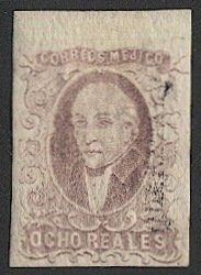 MEXICO 1856 Sc 5  8r red lilac Mint Hinged VF, Querétaro District Overprint