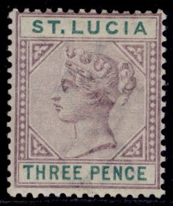 ST. LUCIA QV SG47, 3d dull mauve & green, LH MINT. Cat £15.