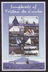 Tristan da Cunha-Sc#685- id8-used sheet-Longboats-Ships-2001-