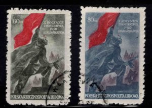 Poland Scott 566-567 Red Flag battle of Stalingrad Used set