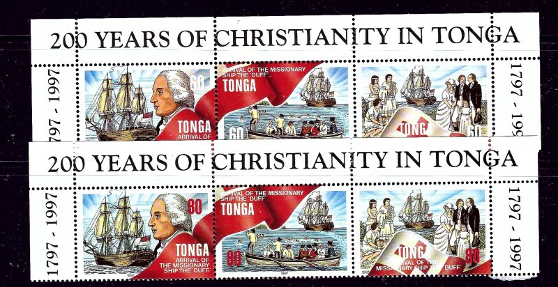 Tonga 961-62 MNH 1997 Christianity in Tonga 2 strips (been folded_