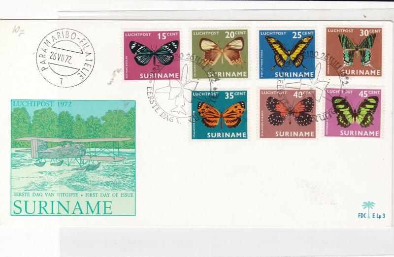 Suriname 1972 Air flight First day issue mixed Butterflies stamps cover ref21766