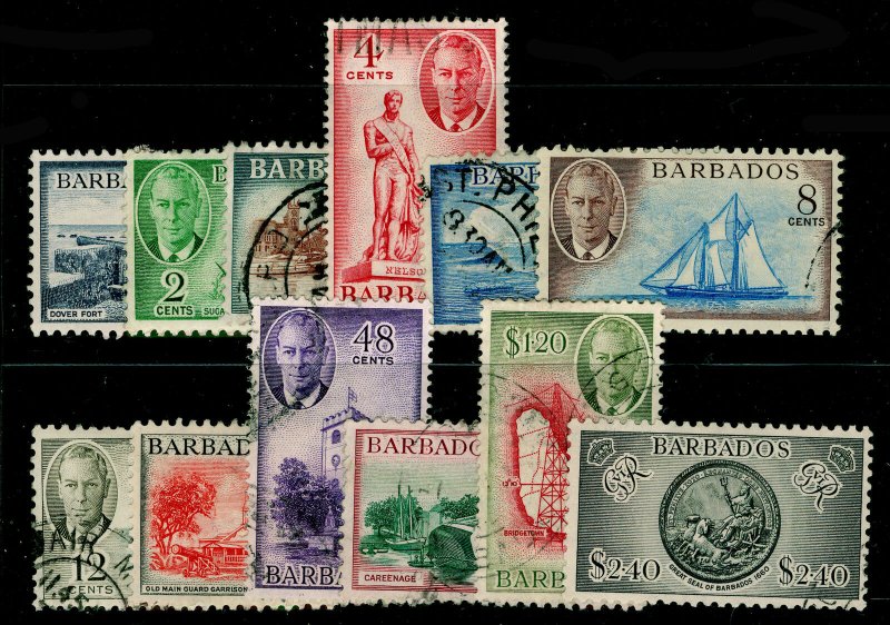 BARBADOS SG271-282, COMPLETE SET, USED. Cat £75. 