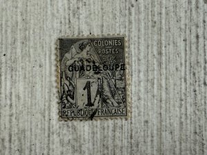 Guadeloupe #14 Used, 1c, Stamp of French Colonies, 2024 SCV $1.60