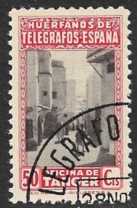 SPANISH MOROCCO TANGIER 1946 50c Red TELEGRAPH WORKERS ORPHANS Fund Label CTO