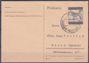 Germany - 15.8.1943 6pf+4 Vienna Race as single franking on card (2240)