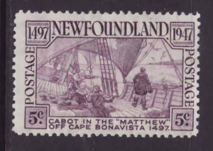 Newfoundland-Sc#270- id21-unused hinged 5c Cabot-Ships-1947-