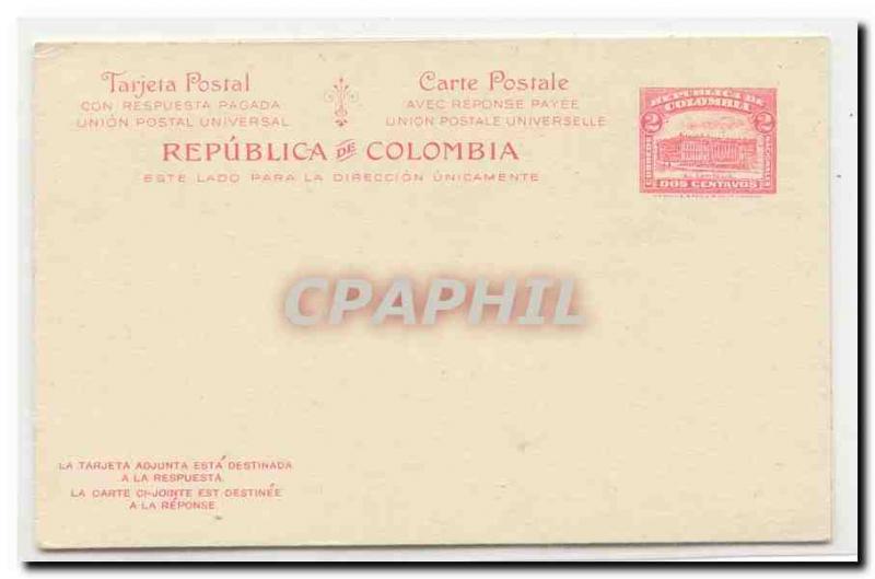 Postal Colombia card #21 Msg & reply MINT (whole postal stat