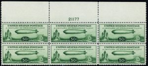 C18, Mint NH VF 50¢ Plate Block Of Six - Stuart Katz