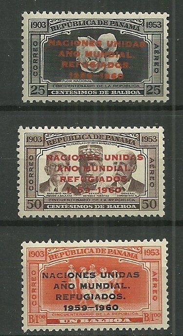 1960 Panama C227-9 compl. Year of the Refugee set MNH
