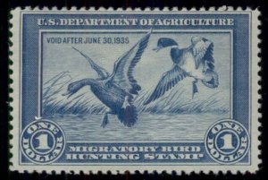 US #RW1 $1.00 Mallards, og, NH, F/VF, Scott $700.00