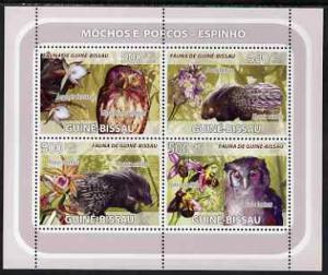 Guinea - Bissau 2008 Owls and Porcupines (with orchids) p...