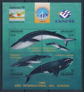 [111225] Uruguay 1998 Marine life whales UNESCO Souvenir Sheet MNH