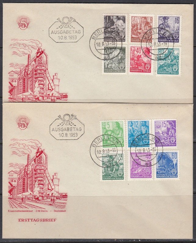 Germany DDR Scott 187/204 FDC - 1953 Redrawn Issues