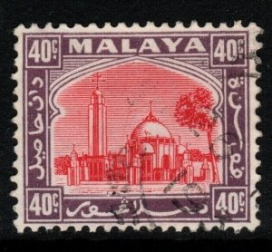 MALAYA SELANGOR SG81 1935 40c SCARLET & DULL PURPLE FINE USED