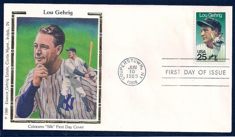 UNITED STATES FDC 25¢ Lou Gehrig 1989 Colorano