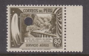 PERU, 1938 Air, 80c. Olive, Mountain Road, Waterlow Punched Proof, perf.