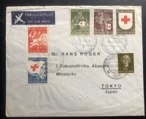 1953 The Hague Netherlands Airmail Cover To Tokyo Japan Red Cross Stamps #b254-8