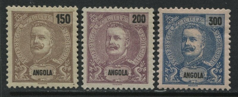 Angola 1898 3 high values mint o.g. hinged