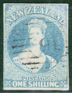 NEW ZEALAND QV Classic Chalon SG17 1s Blue-Green Superb Used Cat £1,800+ PIBLUE7