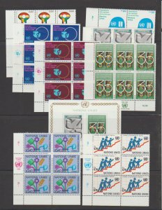 United Nations Geneva 89-97 Yr Set 1980 Inscription Blocks 6 LL + Souvenir Sheet