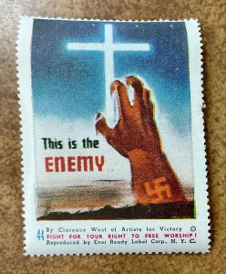 WWII US Home Front War Poster Label #44  this is the enemy, fight for right