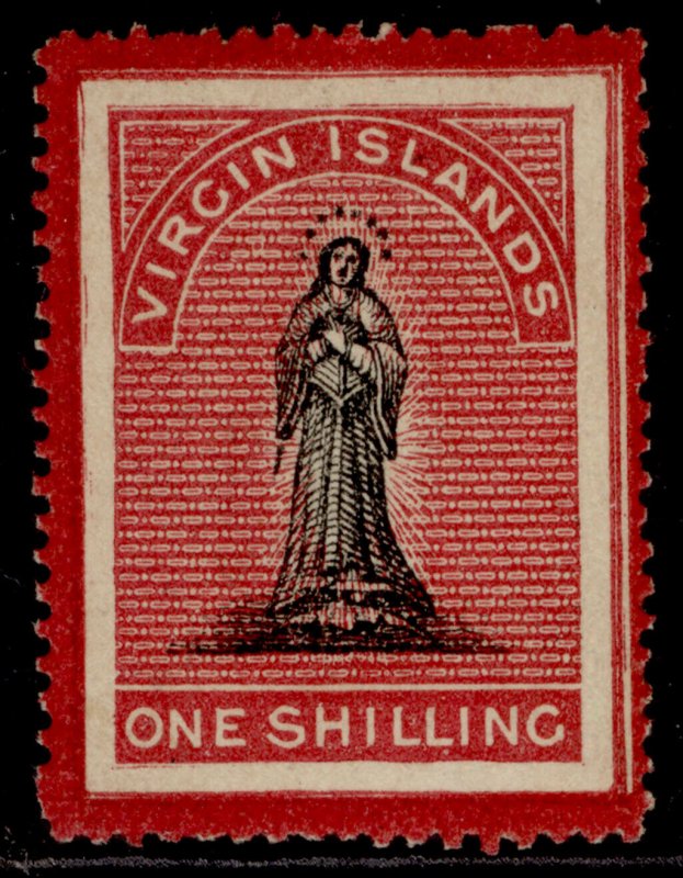 BRITISH VIRGIN ISLANDS QV SG18v, 1s black & rose-carm M MINT LONG SLEEVE VARIETY