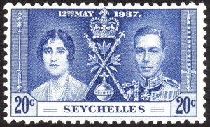 1937, Seychelles 20c, MH, Sc 124