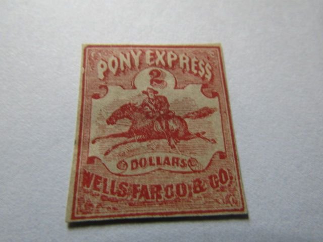 US Local Stamps 1861, Scott # 143L1, 2$ Wells Fargo Pony Express, Mint-Hinge,