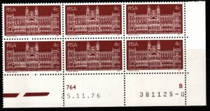 SOUTH AFRICA SG413 1977 CENTENARY OF TRANSVAAL SUPREME COURT BLOCK OF 6 MNH