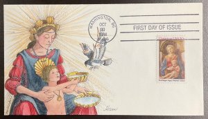 2107 Ham Hand painted cachet Christmas Madonna & Child FDC 1984 #76 of 248