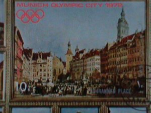 ​YEMEN-1972-MUNICH OLYMPIC CITY -1972 CTO- IMPERF-S/S VF-LAST ONE FANCY CANCEL