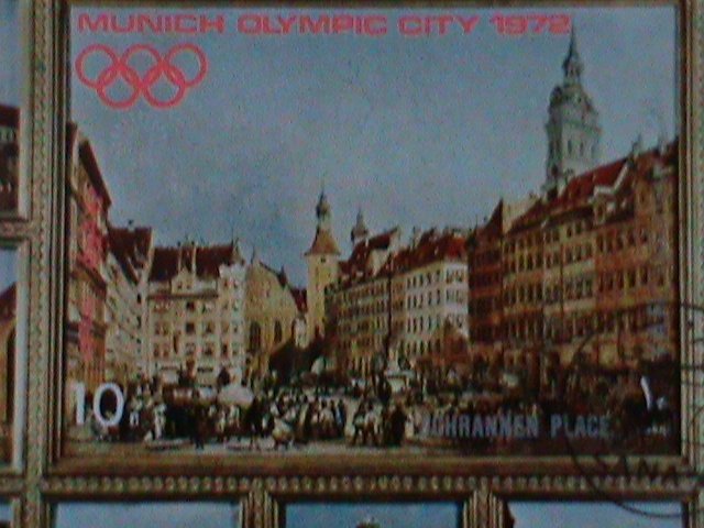 ​YEMEN-1972-MUNICH OLYMPIC CITY -1972 CTO- IMPERF-S/S VF-LAST ONE FANCY CANCEL