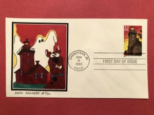 1995 FDC Great Lakes Lighthouse Scooby Doo Hand Drawn Reproduced Cachet