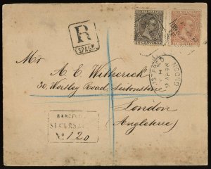 Spain 1896 Registered Cover to England