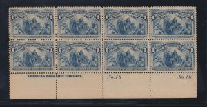 US 230 1c Columbian Exposition Plate Block 6 & Plate # Pair F-VF OG NH SCV$700+