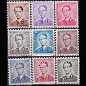 BELGIUM 1962 - Scott# 458-66 King 4.5-9f NH