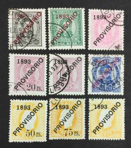 MOMEN: PORTUGAL SC #88-96 1893 USED/1MINT OG H(94) CAT. $650 LOT #62575