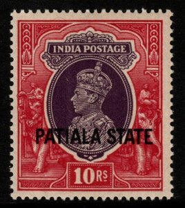 INDIA-PATIALA SG95 1937 10r PURPLE & CLARET MNH