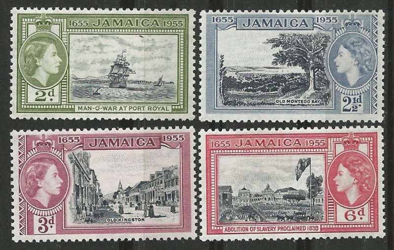 Jamaica # 155-58  Tercentenary of Colony   (4)  Unused LH