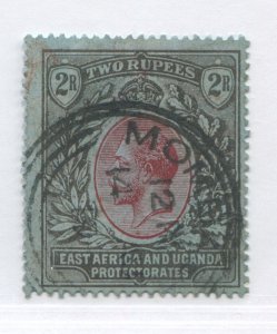 East Africa and Uganda KGV 1912 2 rupees used with a revenue cancel