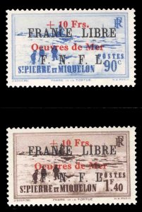 MOMEN: FRENCH ST PIERRE YV #311A+B DALLAY #320A+B 1942 MINT OG H LOT #65953