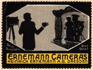 Vintage Germany Poster Stamp Ernemann Cameras Heinrich Ernemann A.G. Dresden