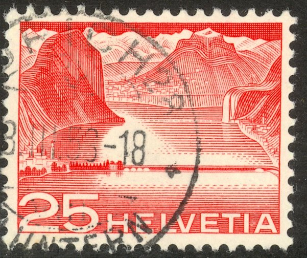 SWITZERLAND 1949 25c LAKE DAM Pictorial Sc 333 VFU