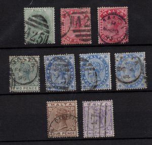 Malta QV 1885-90 fine used set SG20-29 WS36587