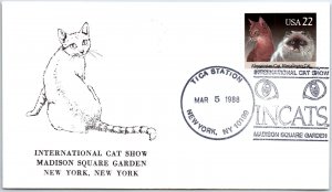 US SPECIAL EVENT COVER AND PICTORIAL CANCEL INT'L CAT SHOW TICA STATION NY 1988