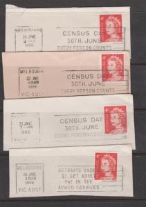 Australia 1966 Slogan Cancels x 4 on Sc#397 4c QEII