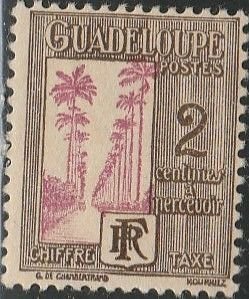 Guadeloupe , #J25 Mint Hinged  From 1928     some gum missing