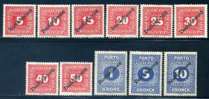 Austria J64-74, Overprint Postage Due Set, Mint Hinged